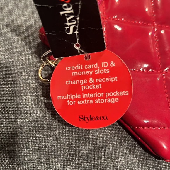 S&Co red pleather wristlet with tags - Picture 2 of 5